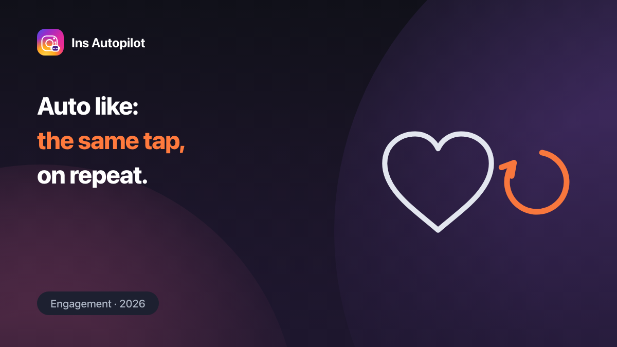 Instagram auto like — an outlined heart with a looping arrow beside it, standing for the same like repeated automatically